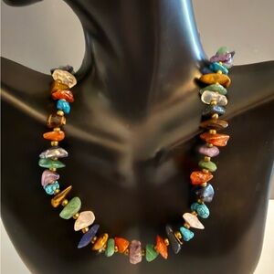 Southwestern Y2K Natural Gemstone Necklace Turquoise Amethyst Tiger Eye and More